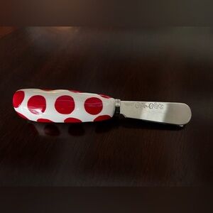 Coton Colors red/white dot ceramic handle appetizer spreader. New